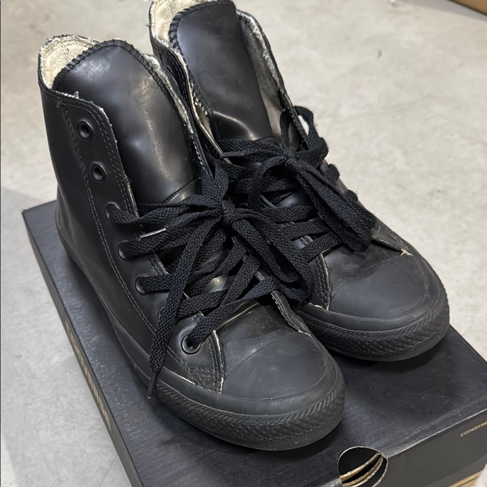 Converse CT Rubber Rain Boots Black High-Top Sneakers M5.5 W7.5